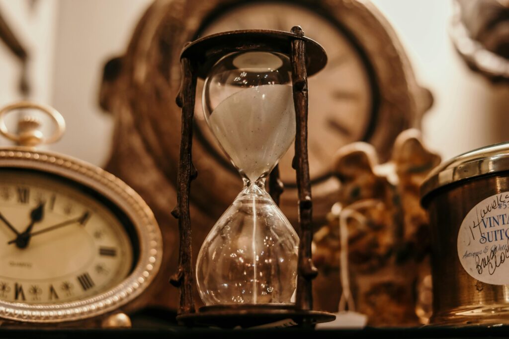 Ampulheta e tempo.
