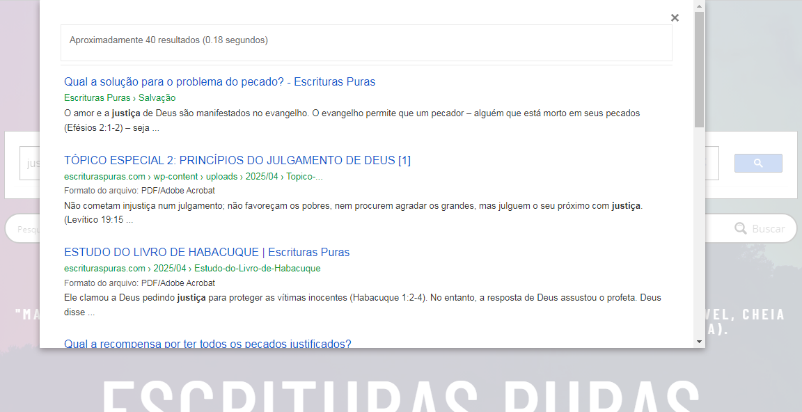 Resultados da pesquisa personalizada do Google.